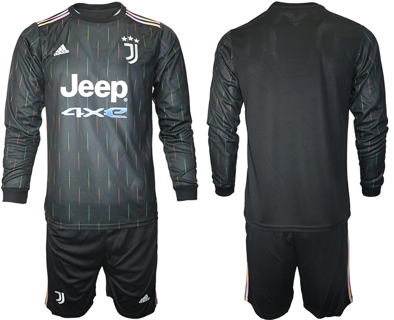 Men 2021-2022 Club Juventus away black Long Sleeve blank Soccer Jersey->juventus jersey->Soccer Club Jersey